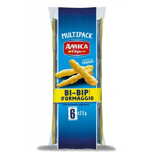 Amica Chips - Πολυσυσκευασία Bi-Bip 6 τεμάχια x 25γρ Τυρί Snack, 480 τεμάχια (παλέτα)