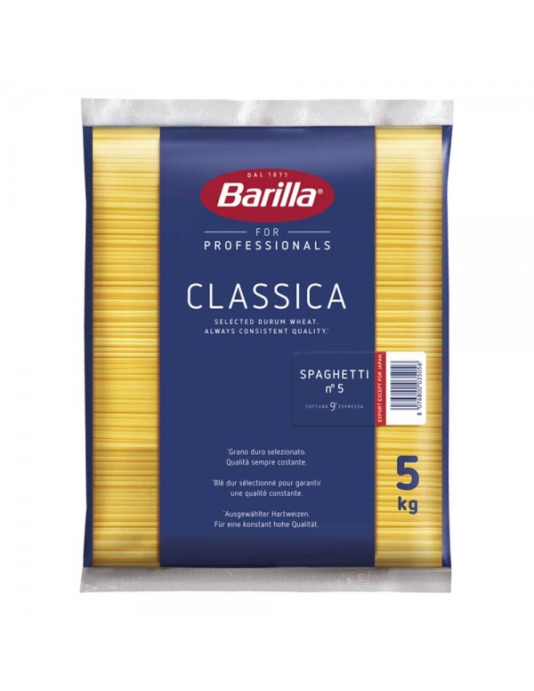 Barilla - Ζυμαρικά 5Kg N°005 Σπαγγέτι, 144τμχ (παλέτα)