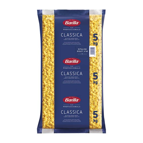 Barilla - Ζυμαρικά 5Kg N°49 Ditaloni Rigati, 54τμχ (παλέτα)