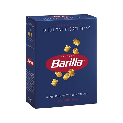Barilla - Ζυμαρικά N°049 Ditaloni Rigati 500gr, 560 τμχ (παλέτα)