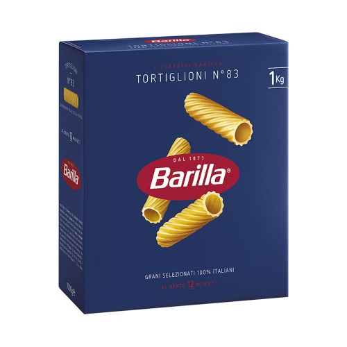 Barilla - Ζυμαρικά N°083 Tortiglioni 1000gr, 240τμχ (παλέτα)