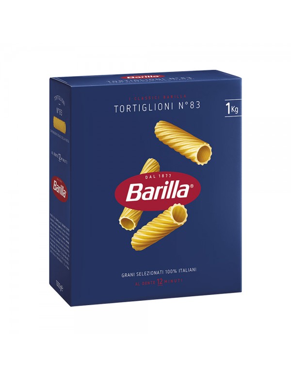 Barilla - Ζυμαρικά N°083 Tortiglioni 1000gr, 240τμχ (παλέτα)