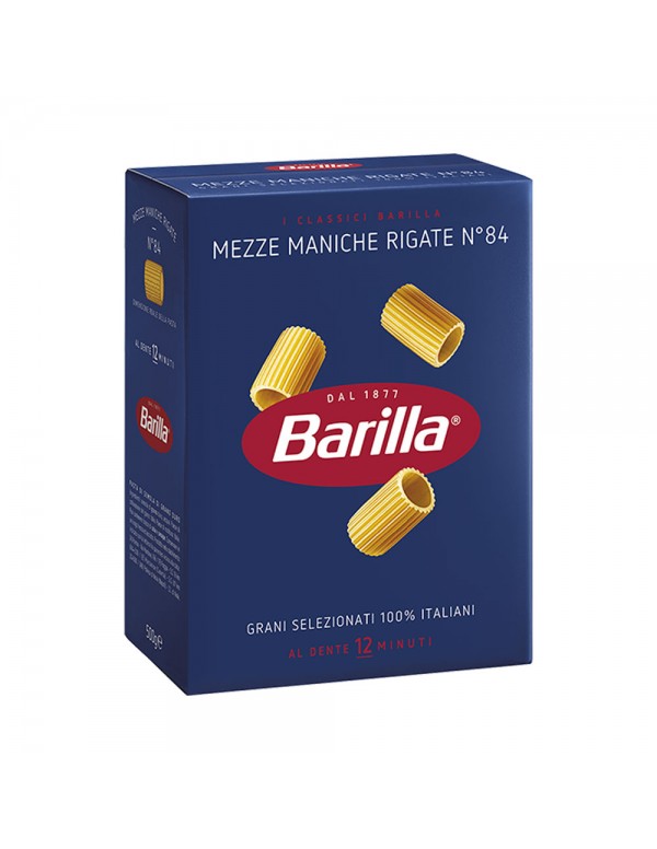Barilla - Ζυμαρικά N°084 Mezze Maniche Rigate 500gr, 480τμχ (παλέτα)