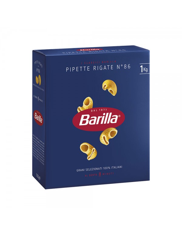 Barilla - Ζυμαρικά N°086 Pipette Rigate 1000gr, 480τμχ (παλέτα)