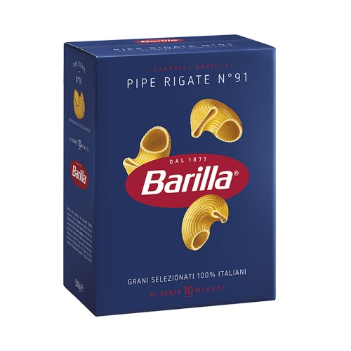 Barilla - Ζυμαρικά N°091 Pipe Rigate 500gr, 480τμχ (παλέτα)