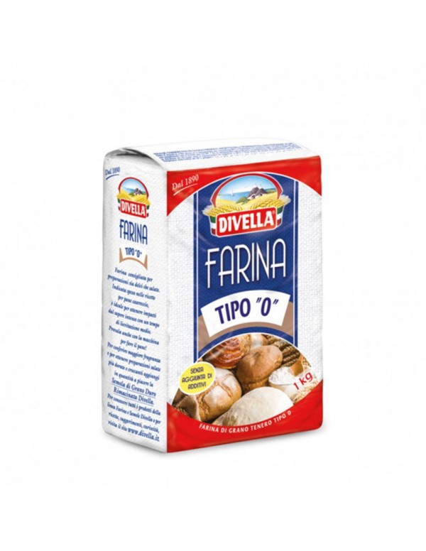 Divella - Αλεύρι 1kg "0" μαλακό σιτάρι, 880τμχ (παλέτα)