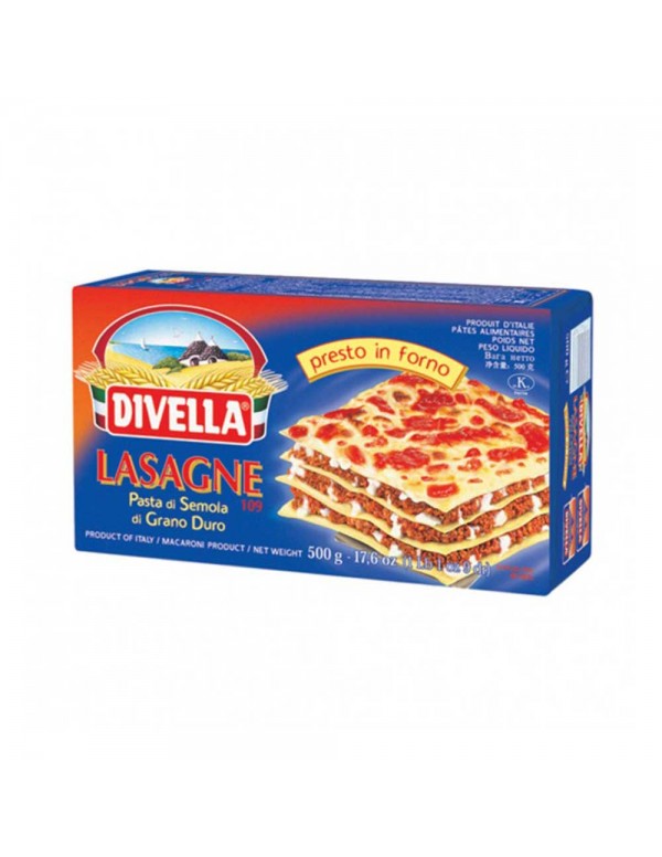 Divella - Ζυμαρικά Forno N°109 Λαζάνια 500gr, 1440τμχ (παλέτα)
