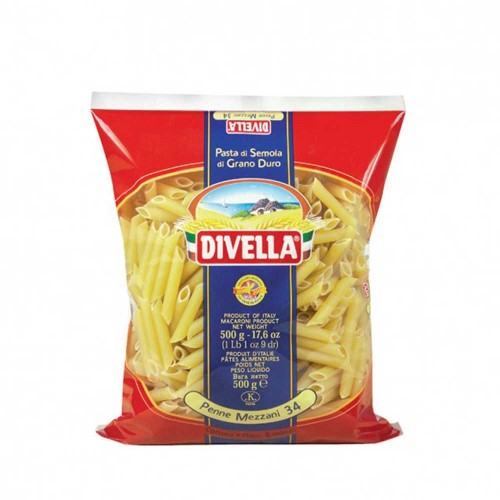 Divella - Pasta N°034 Penne Mezzani 500gr, 1008τμχ (παλέτα)