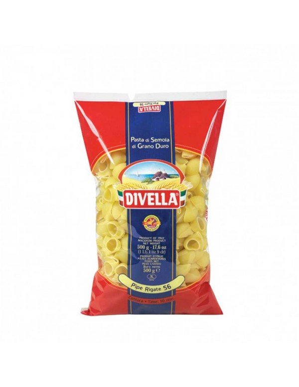 Divella- Ζυμαρικά N°056 Pipe Rigate 500gr, 864τμχ (παλέτα)