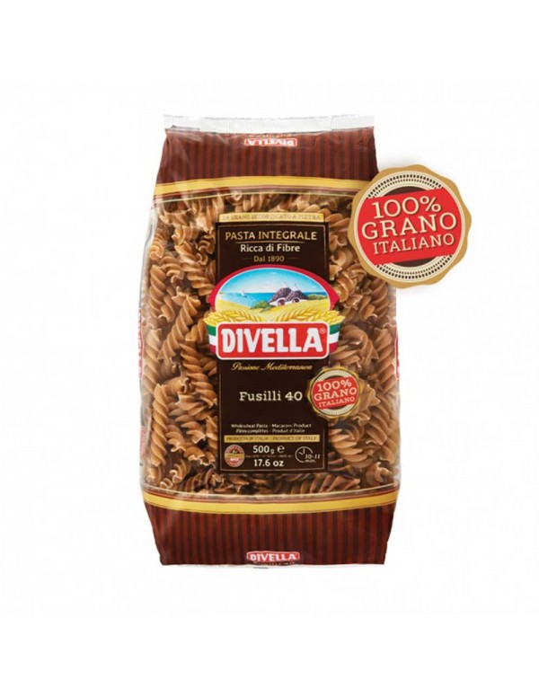 Divella - Ολικής αλέσεως N°040 Fusilli 500gr, 864τμχ (παλέτα)