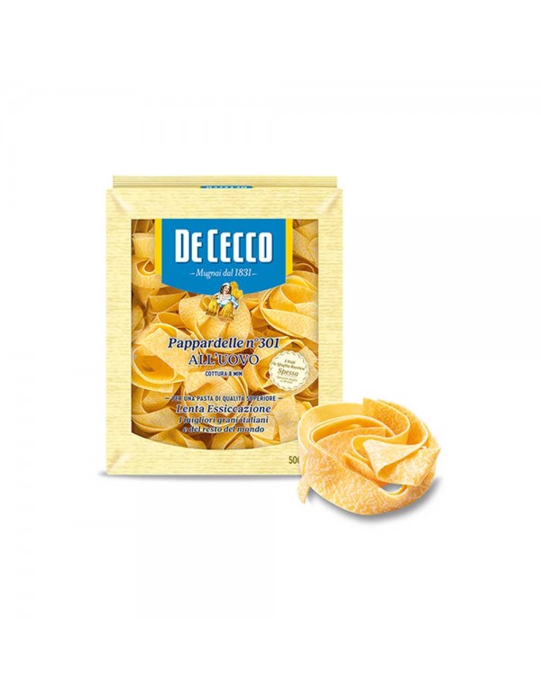 De Cecco - Αυγοζυμαρικά 500gr "Nidi" N°301 Pappardelle, 168 τμχ (παλέτα)