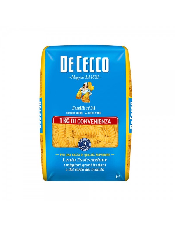 De Cecco - Ζυμαρικά N°034 Fusilli 1Kg, 144τμχ (παλέτα)