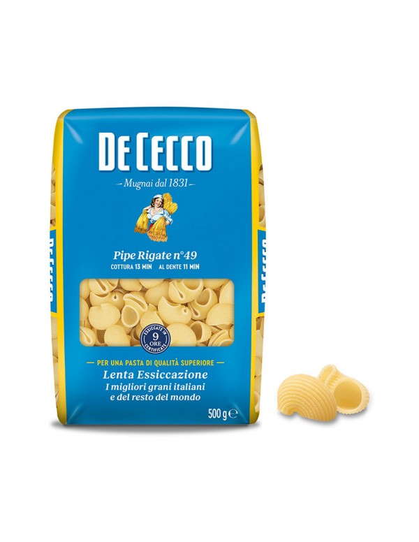 De Cecco - Pasta N°049 Pipe Rigate 500gr, 432τμχ (παλέτα)