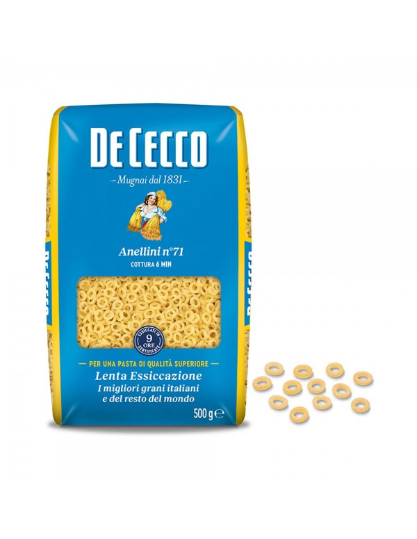 De Cecco - Ζυμαρικά N°071 Anellini 500gr, 672τμχ (παλέτα)