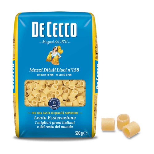 Ζυμαρικά De Cecco N°158 Mezzi Ditali Lisci 500gr, 672 τμχ (παλέτα)