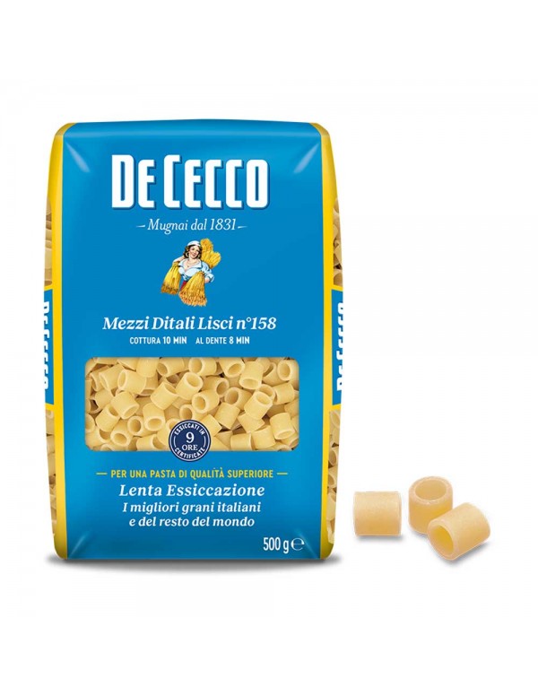 Ζυμαρικά De Cecco N°158 Mezzi Ditali Lisci 500gr, 672 τμχ (παλέτα)