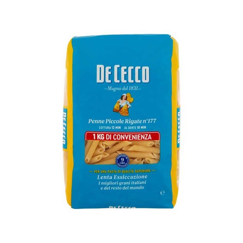 De Cecco - Ζυμαρικά N°177 Penne Piccole Rigate 1Kg, 768 τμχ (παλέτα)
