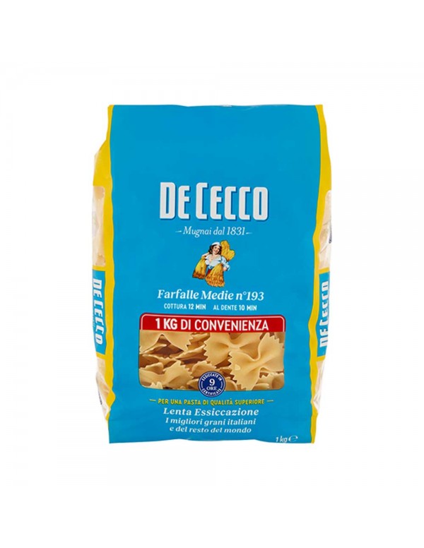 De Cecco - Ζυμαρικά N°193 Farfalle Medie 1Kg, 216 τμχ (παλέτα)