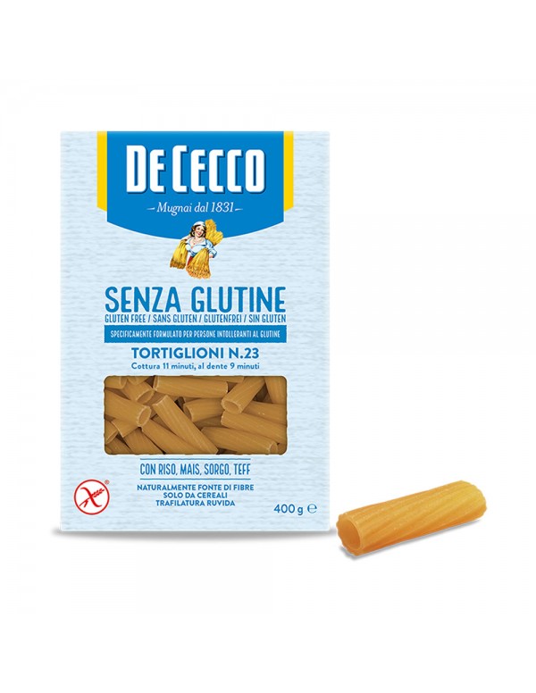 De Cecco - Μακαρόνια Χωρίς Γλουτένη N°023 Tortiglioni 400gr, 560τμχ (παλέτα)