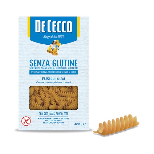 De Cecco - Μακαρόνια Χωρίς Γλουτένη N°034 Fusilli 400gr, 448τμχ (παλέτα)
