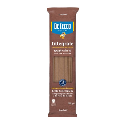 De Cecco - Ζυμαρικά ολικής αλέσεως N°012 Σπαγγέτι 500gr, 1008τμχ (παλέτα)