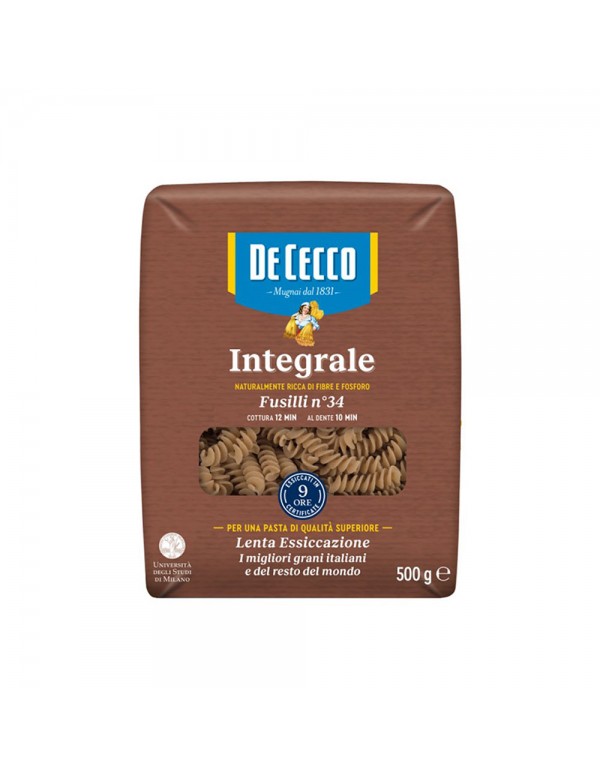 De Cecco - Ζυμαρικά ολικής αλέσεως N°034 Fusilli 500gr, 1008τμχ (παλέτα)