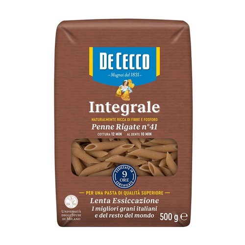 De Cecco - Ζυμαρικά ολικής αλέσεως N°041 Penne Rigate 500gr, 432τμχ (παλέτα)