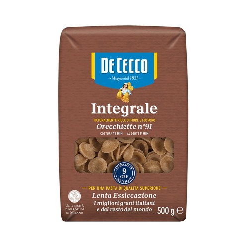 De Cecco - Ζυμαρικά ολικής αλέσεως N°091 Orecchiette 500gr, 432τμχ (παλέτα)