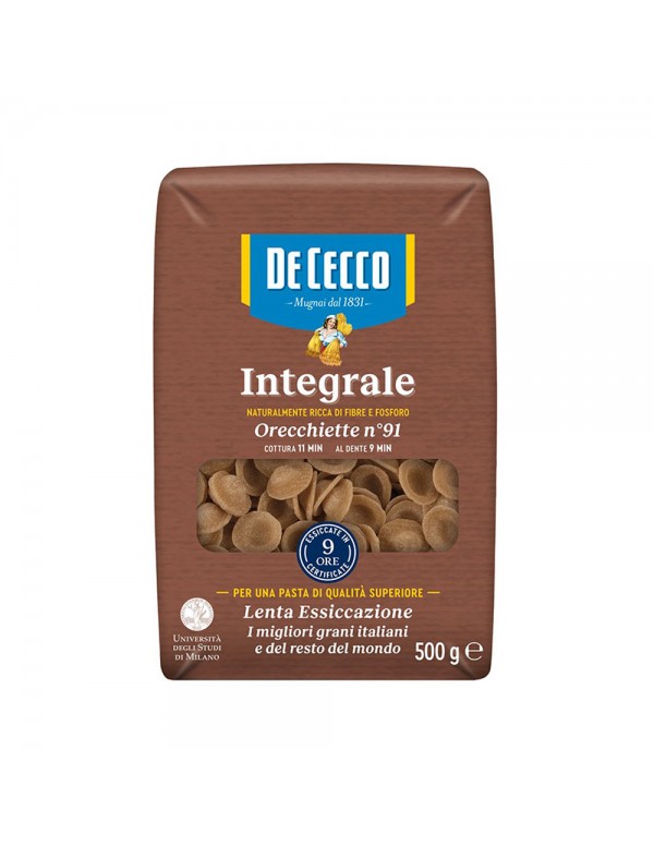 De Cecco - Ζυμαρικά ολικής αλέσεως N°091 Orecchiette 500gr, 432τμχ (παλέτα)