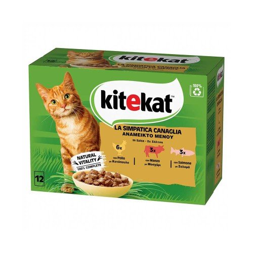 Kitekat - Σακουλάκια 12x85gr Κοτόπουλο Μοσχάρι Σολομός, 288 τεμάχια (παλέτα) Kitekat - Σακουλάκια 12x85gr Κοτόπουλο Μοσχάρι Σολομός, 288 τεμάχια (παλέτα)