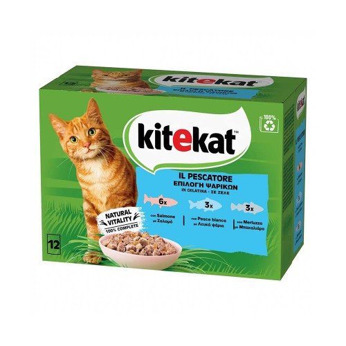 Kitekat - Σακούλες 12x85gr Σολομός Μπακαλιάρος, 288 τεμάχια (παλέτα)