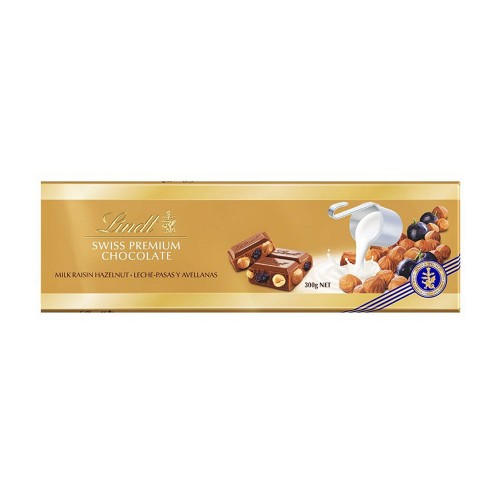 Lindt - Tablet Gold 300gr Φουντούκια και Σταφίδες, 1530 τμχ (παλέτα)