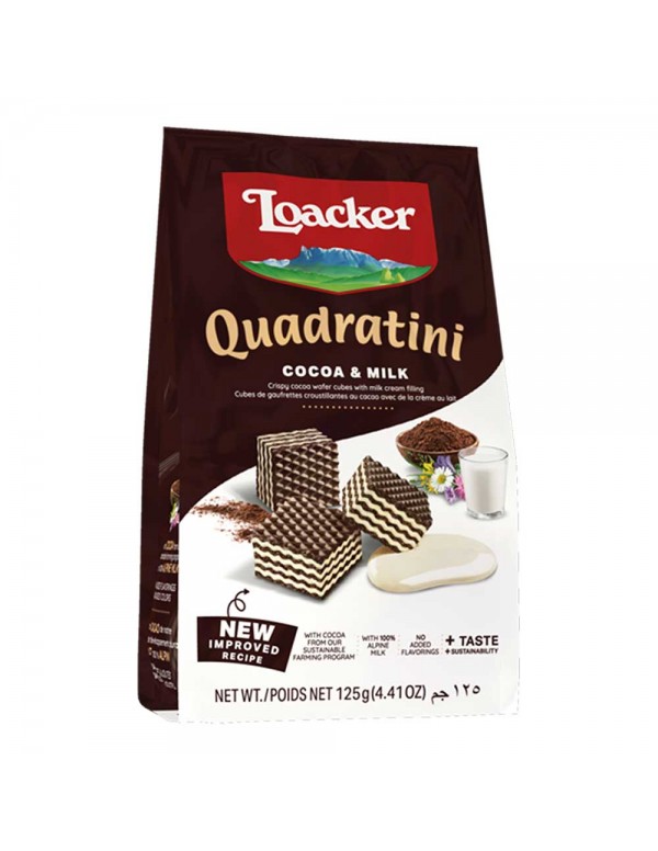 Loacker - Quadratini 125 γρ Κακάο & Γάλα, 864 τμχ (παλέτα)