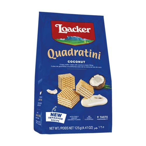 Loacker - Quadratini 125gr Καρύδα, 864τμχ (παλέτα)