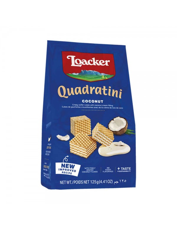Loacker - Quadratini 125gr Καρύδα, 864τμχ (παλέτα)