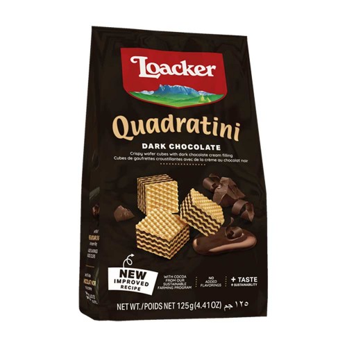 Loacker - Quadratini 125γρ Μαύρη Σοκολάτα, 864 τεμάχια (παλέτα)