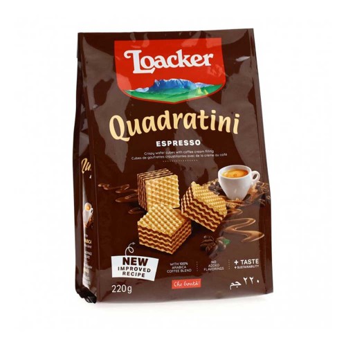 Loacker - Quadratini 220gr Espresso, 1152τμχ (παλέτα)