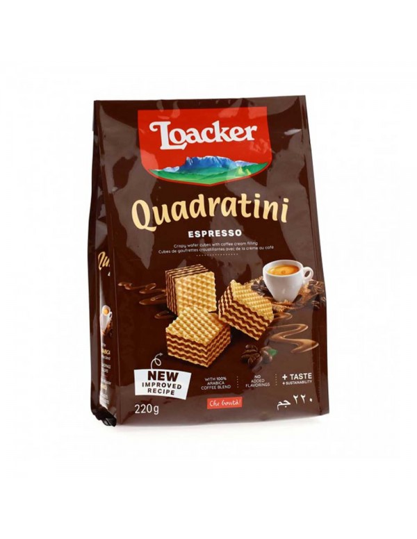 Loacker - Quadratini 220gr Espresso, 1152τμχ (παλέτα)