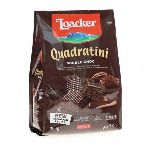 Loacker - Quadratini 250gr Double Choc, 1152τμχ (παλέτα)