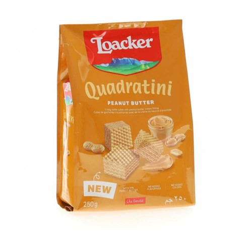 Loacker - Quadratini 250gr Φυστικοβούτυρο, 1152τμχ (παλέτα)