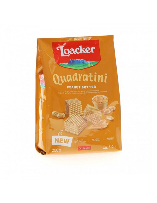 Loacker - Quadratini 250gr Φυστικοβούτυρο, 1152τμχ (παλέτα)
