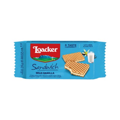 Loacker - Σάντουιτς 25γρ Γάλα & Βανίλια, 6000 τεμάχια (παλέτα)