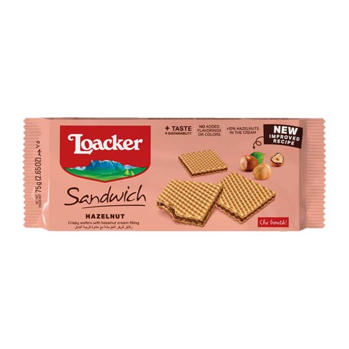 Loacker - Σάντουιτς 75γρ Φουντούκι, 2744 τεμάχια (παλέτα)