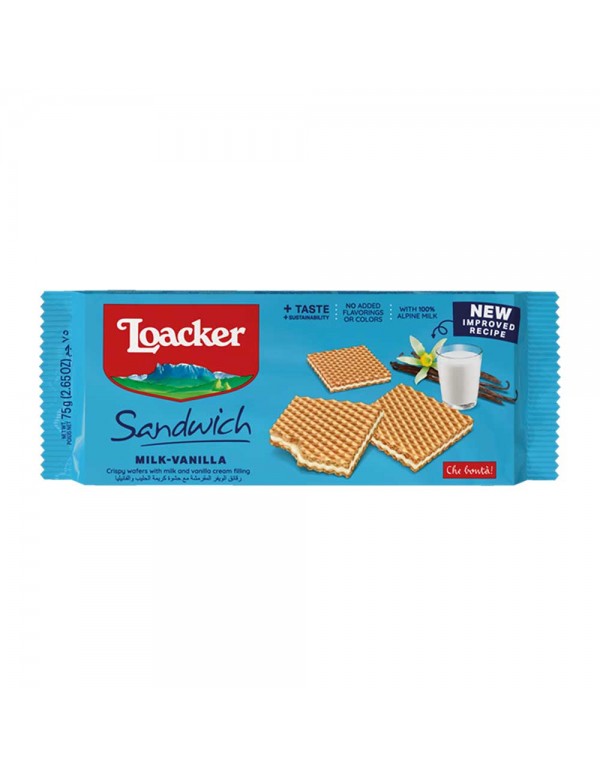 Loacker - Σάντουιτς 75γρ Γάλα & Βανίλια, 2744 τεμάχια (παλέτα)