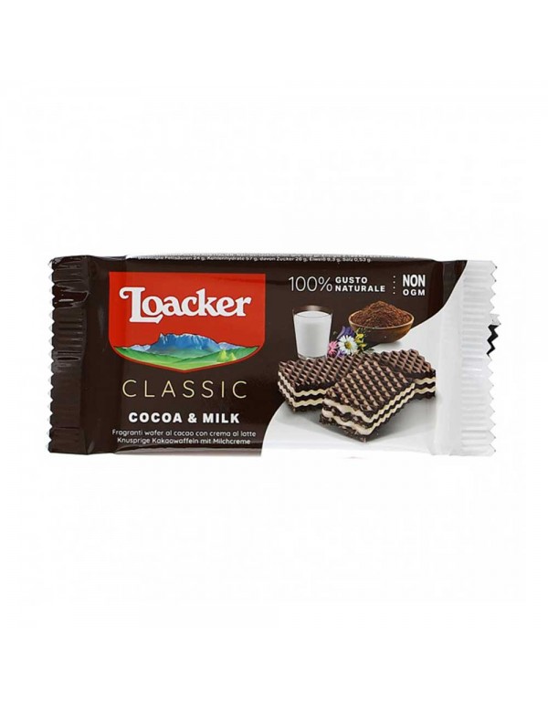 Loacker - Γκοφρέτα Κλασική Μονόπορτο 45γρ Κακάο & Γάλα, 3600 τεμάχια (παλέτα)