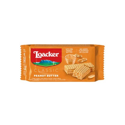 Loacker - Γκοφρέτα Κλασική Μονόπορτο 45γρ Φυστικοβούτυρο, 3600 τεμάχια (παλέτα)