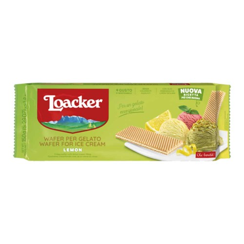 Loacker - Λεπτές Γκοφρέτες 150γρ Παγωτό Λεμόνι, 1620 τεμάχια (παλέτα)