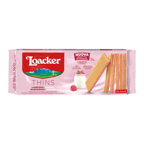 Loacker - Λεπτές Γκοφρέτες 150γρ Γιαούρτι με Σμέουρα, 1620 τεμάχια (παλέτα)