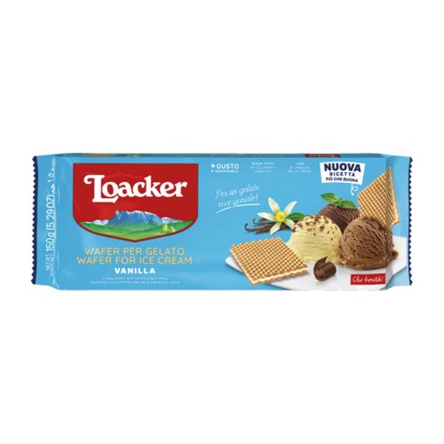 Loacker - Λεπτές Γκοφρέτες Παγωτού Βανίλιας 150γρ, 1620 τεμάχια (παλέτα)