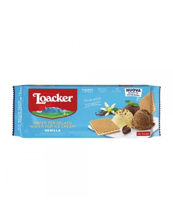 Loacker - Λεπτές Γκοφρέτες Παγωτού Βανίλιας 150γρ, 1620 τεμάχια (παλέτα)
